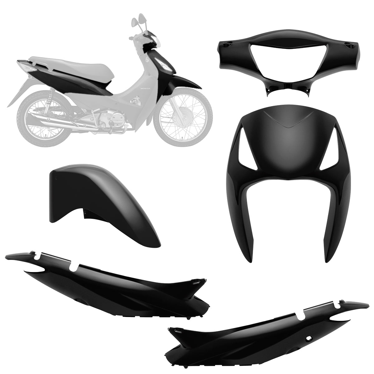 Kit Conjunto Carenagem 4 Peças Plástico Moto