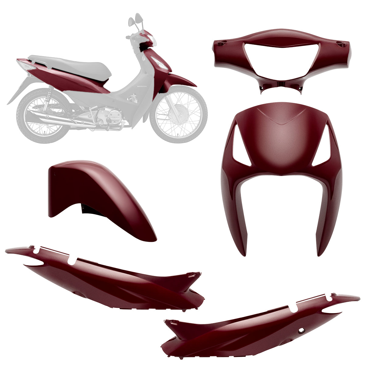Kit Conjunto Carenagem 4 Peças Plástico Moto
