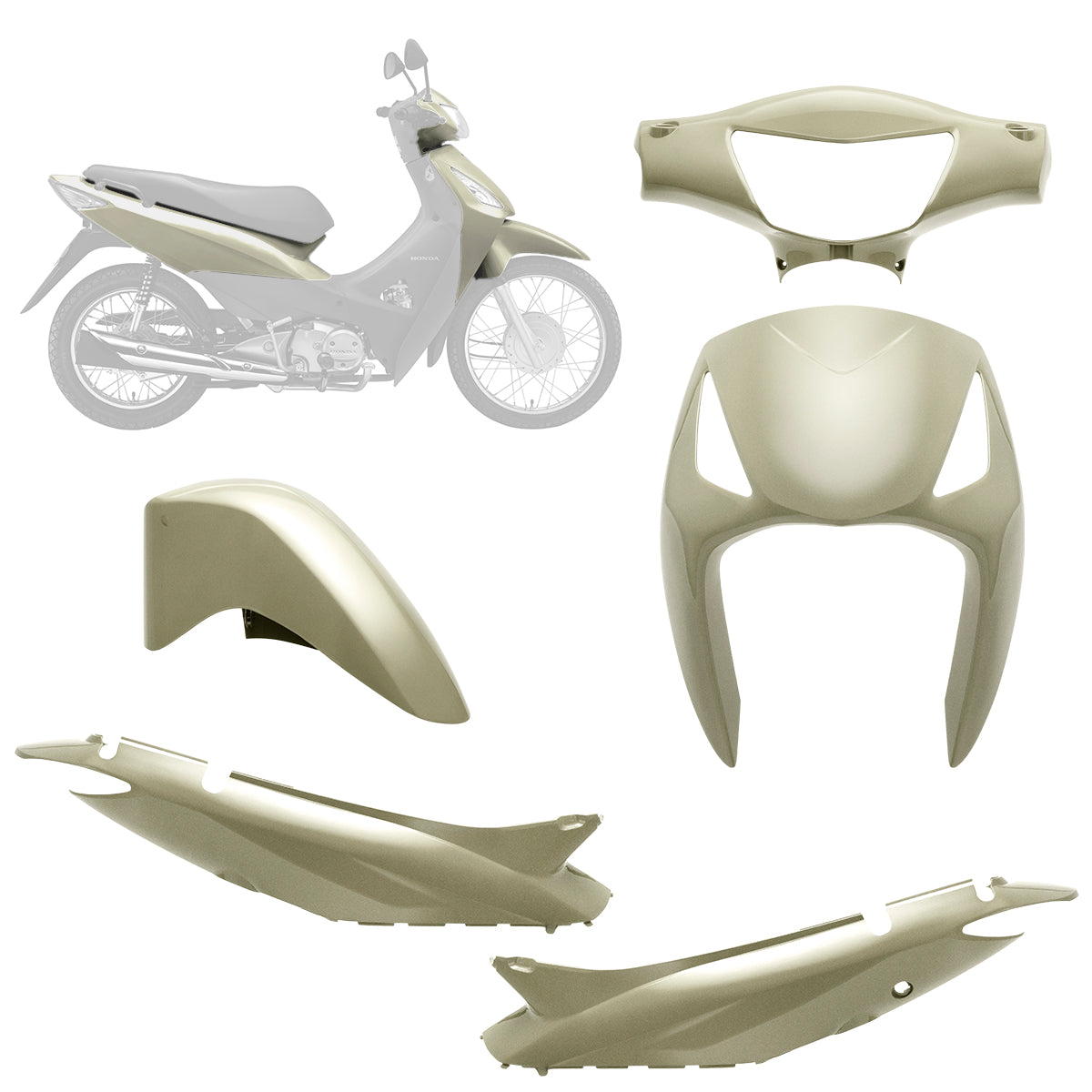 Kit Conjunto Carenagem 4 Peças Plástico Moto